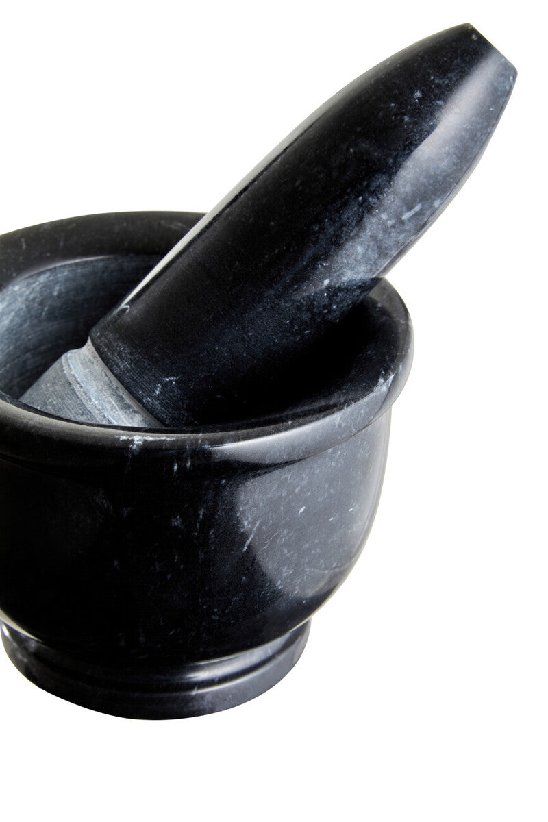 Black Marble Mortar and Pestle with Rim | Marmore