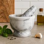Grey Marble Mortar and Pestle with Rim | Salerno