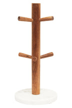 Acacia Wood and White Marble Mug Tree | Monzaro
