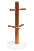 Acacia Wood and White Marble Mug Tree | Monzaro