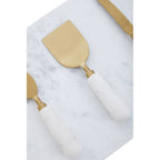 White and Gold Cheese Board and Knife Set | Marina