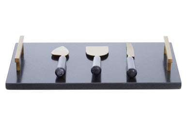 Black and Gold Cheese Board and Knife Set | Marina