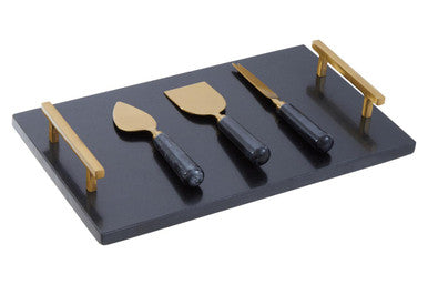 Black and Gold Cheese Board and Knife Set | Marina