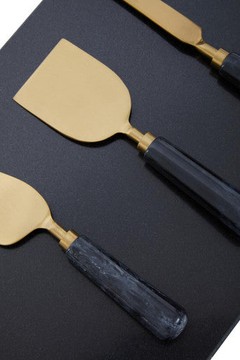 Black and Gold Cheese Board and Knife Set | Marina