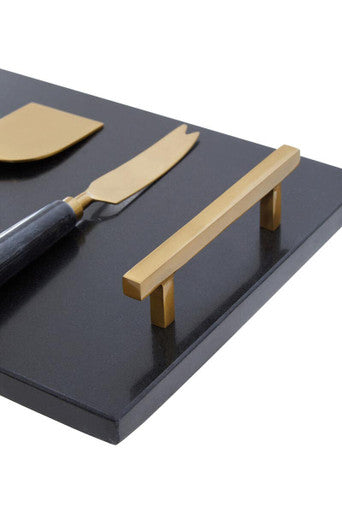 Black and Gold Cheese Board and Knife Set | Marina