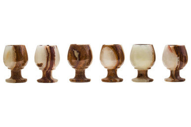 Set of Six Onyx Shot or Liqueur Glasses | Marmore
