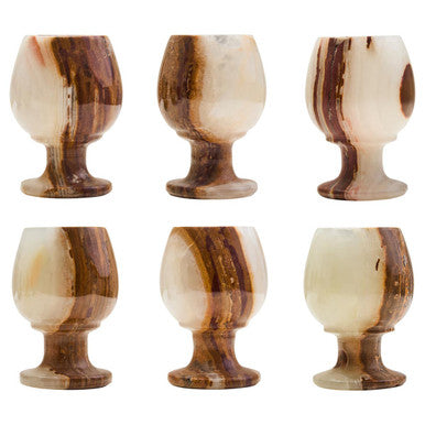 Set of Six Onyx Shot or Liqueur Glasses | Marmore
