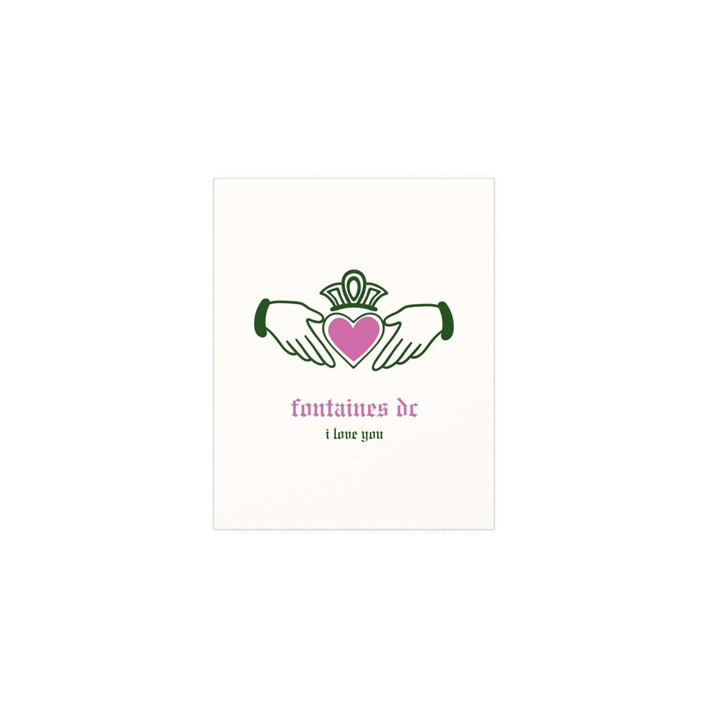 Fontaines DC - I Love You - Irish Claddagh (Off-white + Green + Pink)