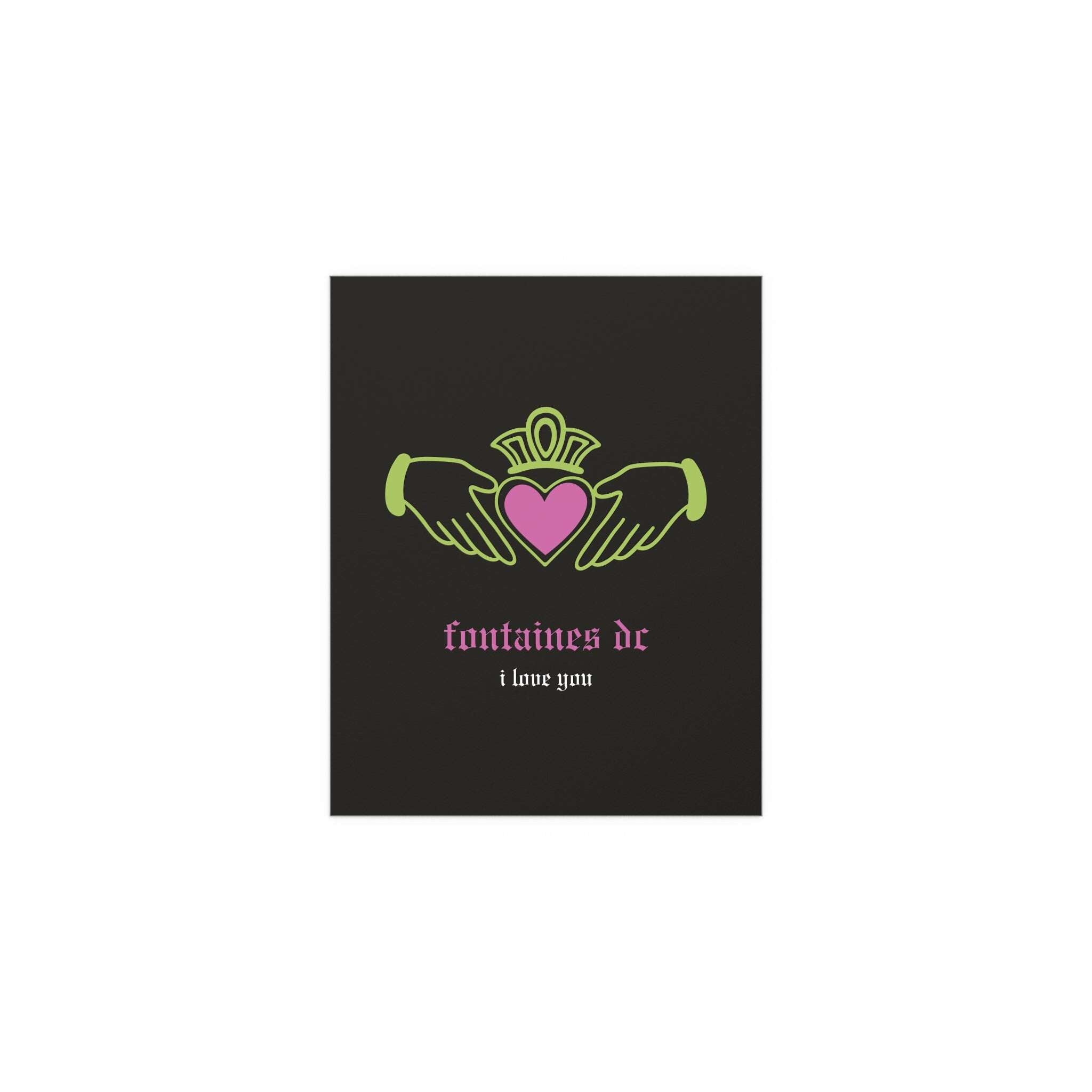 Fontaines DC - I Love You - Irish Claddagh (Black + Green + Pink)