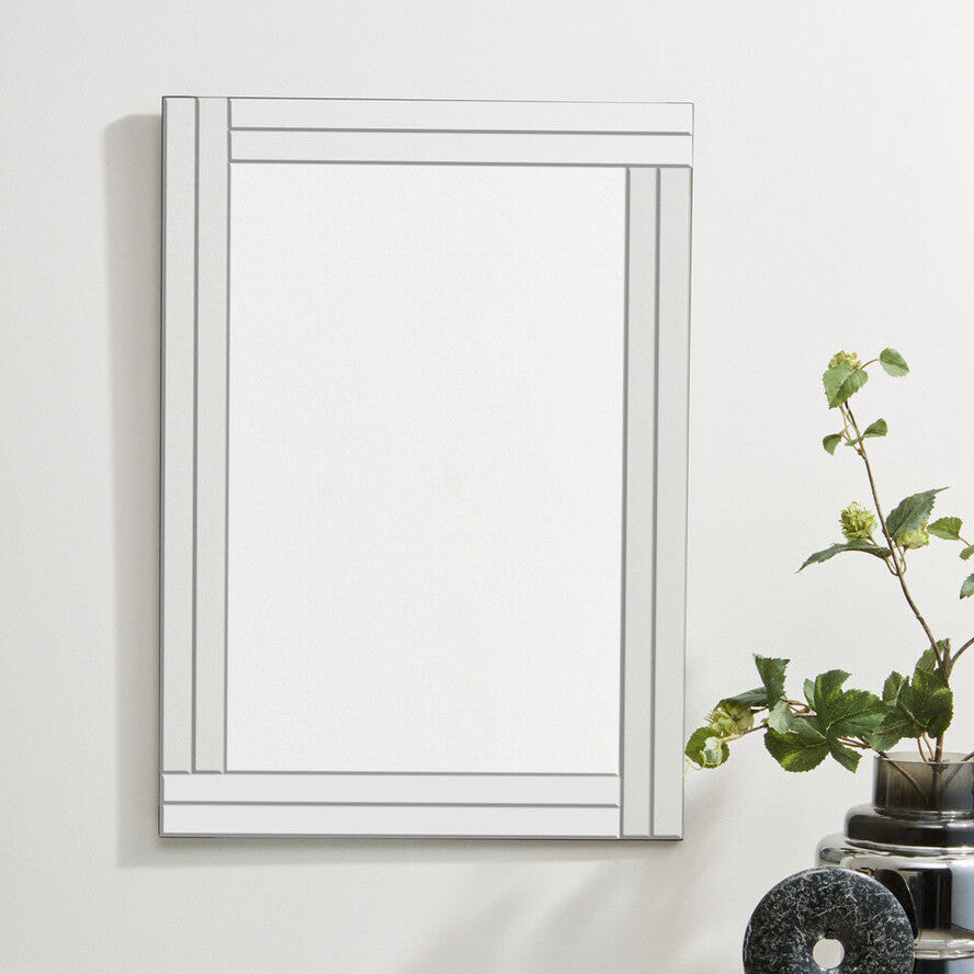 Bevelled Edge Wall Mirror with Double Line Frame | Milania