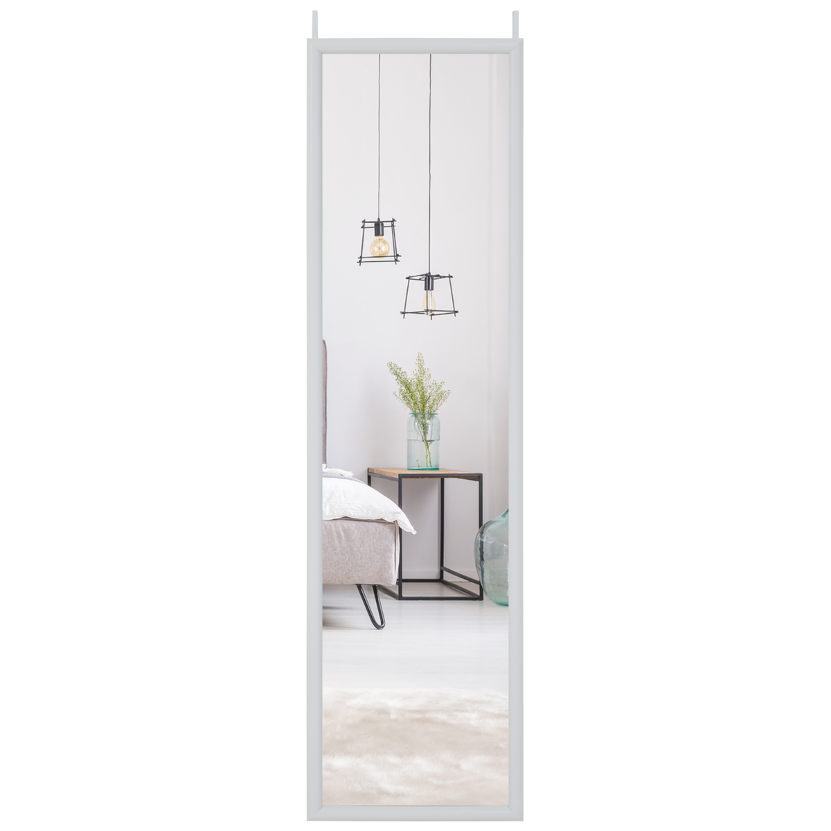 White Plastic Frame Over Door Mirror | Mize