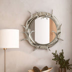 Stag Steel and Nickel Finish Wall Mirror | Antler