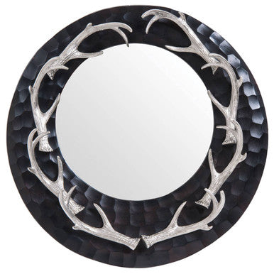 Stag Brown and Nickel Finish Wall Mirror | Antler