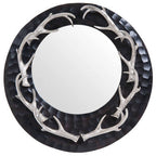 Stag Brown and Nickel Finish Wall Mirror | Antler