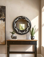 Stag Brown and Nickel Finish Wall Mirror | Antler