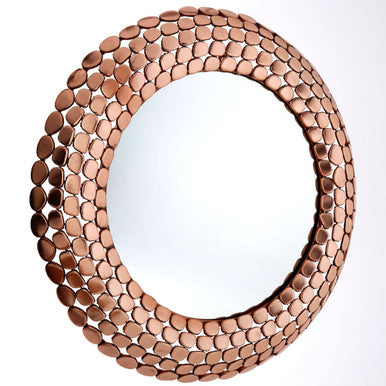 Pebble Design Copper Finish Round Wall Mirror | Templar