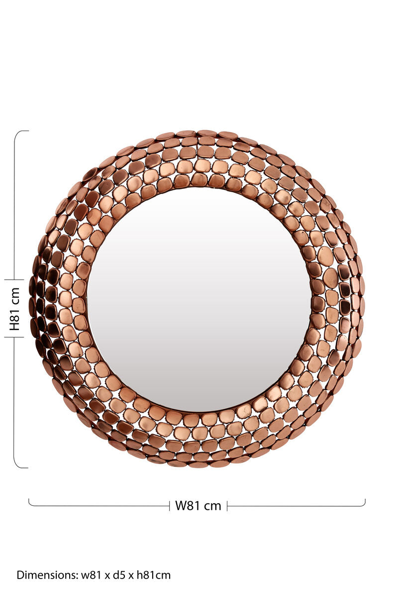 Pebble Design Copper Finish Round Wall Mirror | Templar