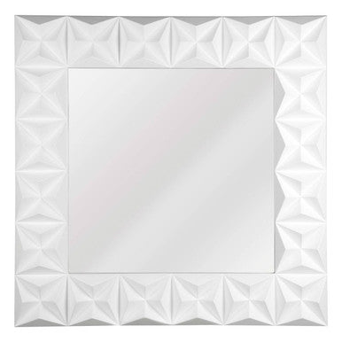 3D Effect Wall Mirror with White High Gloss Finish | Stockholm