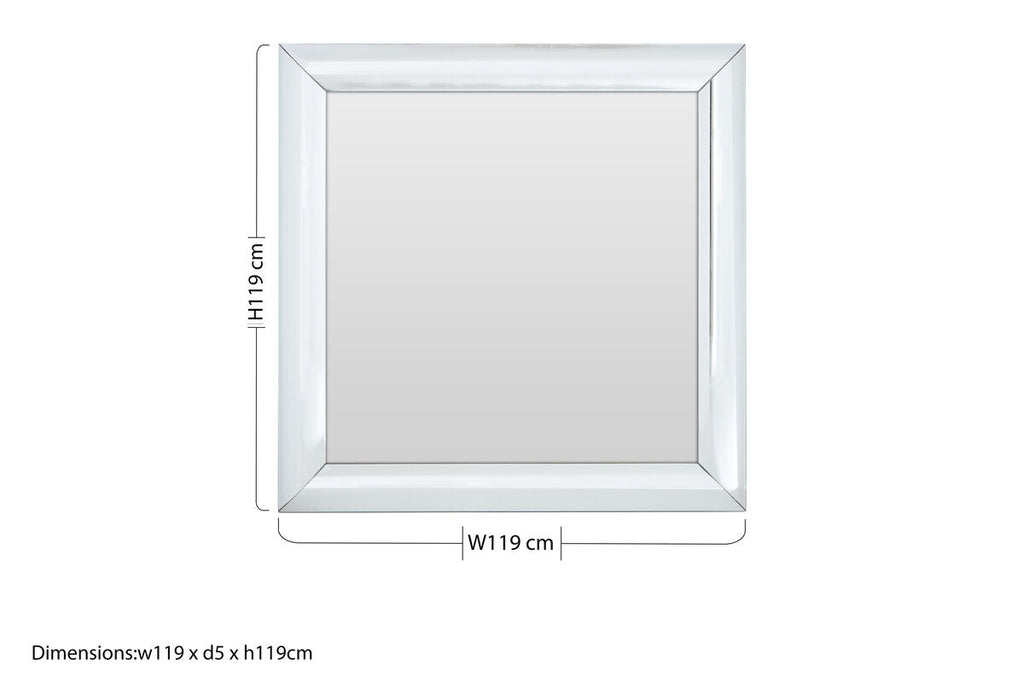 Thick Silver Frame Small Square Wall Mirror | Petillo