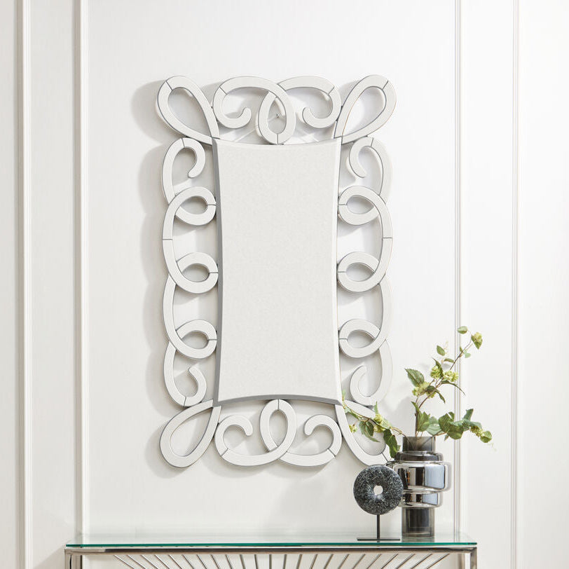 Black and Silver Scroll Design Wall Mirror | Vivienne