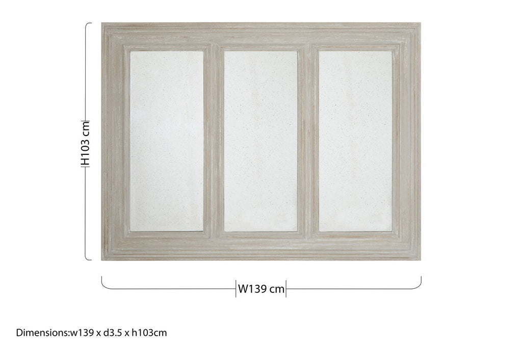 3 Panel Wall Mirror with Ash Wood Frame | Gail