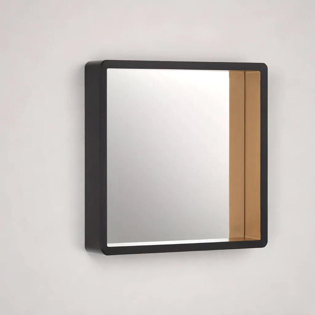 Medium Black Wall Mirror with Gold Edge | Trosa
