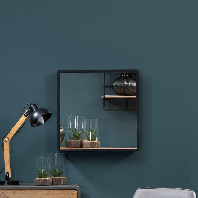 Medium Black Wall Mirror with Gold Edge | Trosa