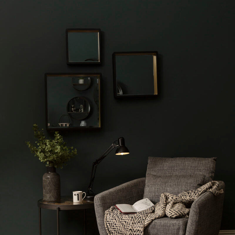 Large Black Wall Mirror with Gold Edge | Trosa