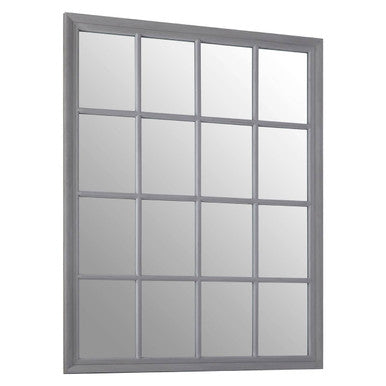 Antique Grey Finish Wooden Grid Wall Mirror | Hawthorne