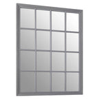 Antique Grey Finish Wooden Grid Wall Mirror | Hawthorne