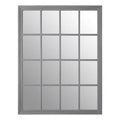 Antique Grey Finish Wooden Grid Wall Mirror | Hawthorne
