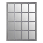 Antique Grey Finish Wooden Grid Wall Mirror | Hawthorne
