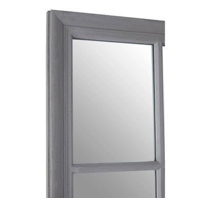 Antique Grey Finish Wooden Grid Wall Mirror | Hawthorne