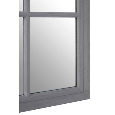 Antique Grey Finish Wooden Grid Wall Mirror | Hawthorne