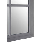 Antique Grey Finish Wooden Grid Wall Mirror | Hawthorne