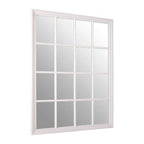 Antique White Finish Wooden Grid Wall Mirror | Hawthorne