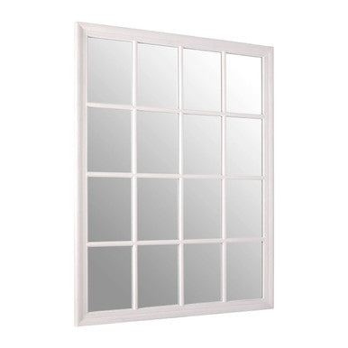 Antique White Finish Wooden Grid Wall Mirror | Hawthorne