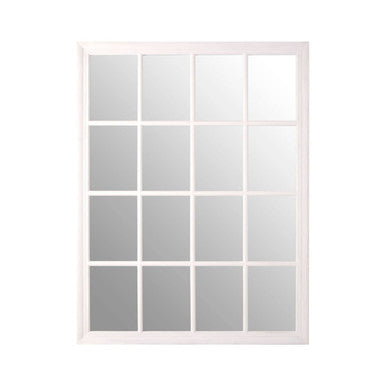 Antique White Finish Wooden Grid Wall Mirror | Hawthorne
