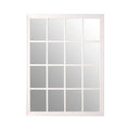 Antique White Finish Wooden Grid Wall Mirror | Hawthorne