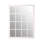 Antique White Finish Wooden Grid Wall Mirror | Hawthorne