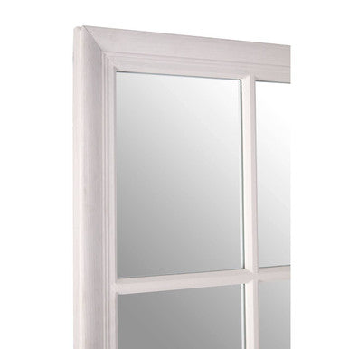 Antique White Finish Wooden Grid Wall Mirror | Hawthorne