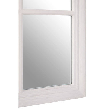 Antique White Finish Wooden Grid Wall Mirror | Hawthorne