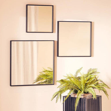 Matt Black Large Square Wall Mirror | Loretta
