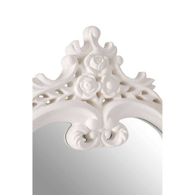 Antique White Rose Crest Wall Mirror | Locatelli