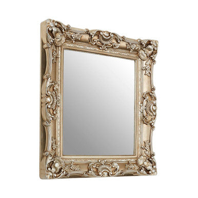 Champagne Finish Square Ornate Wall Mirror | Adelere