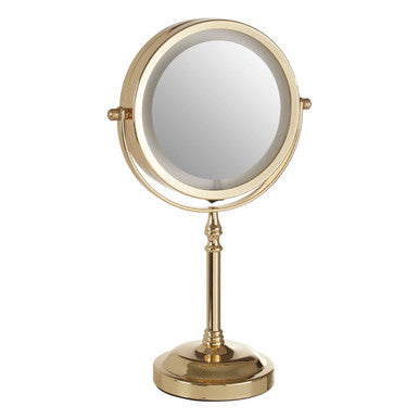 Gold Colour Iron LED Table Mirror | Cassini