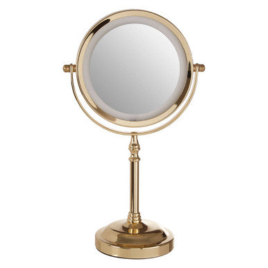 Gold Colour Iron LED Table Mirror | Cassini