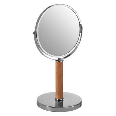 Chrome and Rubberwood Table Mirror | Cassini