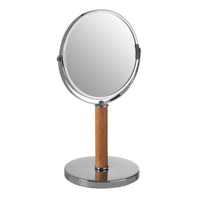 Chrome and Rubberwood Table Mirror | Cassini