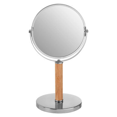 Chrome and Rubberwood Table Mirror | Cassini